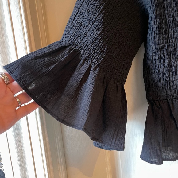 Ashlee by Amaryllis Black Ruffle sleeve top - Picture 3 of 5